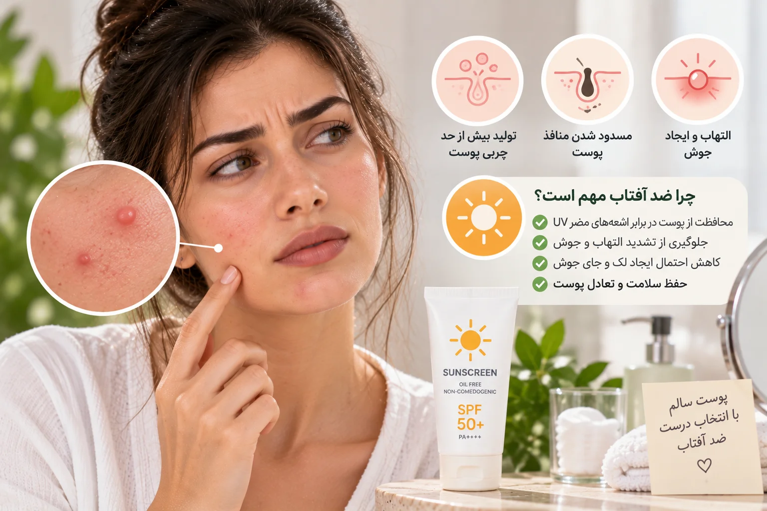 پوست مستعد جوش چیست و چرا انتخاب ضد آفتاب برای آن مهم است؟