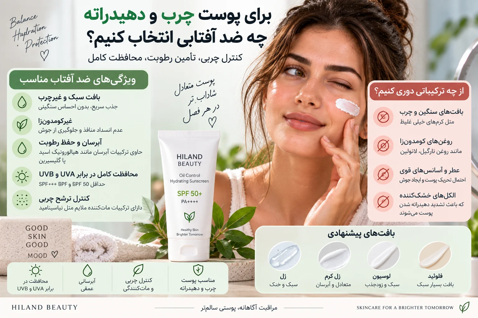 ضد آفتاب برای پوست دهیدراته؛ راهنمای انتخاب محصول مناسب پوست کمآب - وبلاگ هایلند برای پوست چرب و دهیدراته چه ضد آفتابی انتخاب کنیم؟